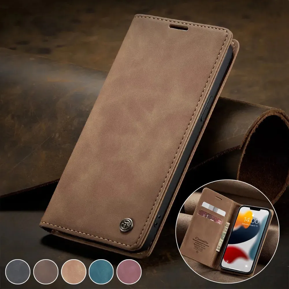 Matte Leather Flip Cover for iPhone  5 6 11 12 13 14 15 XR Sophisticated Style and Ultimate Protection