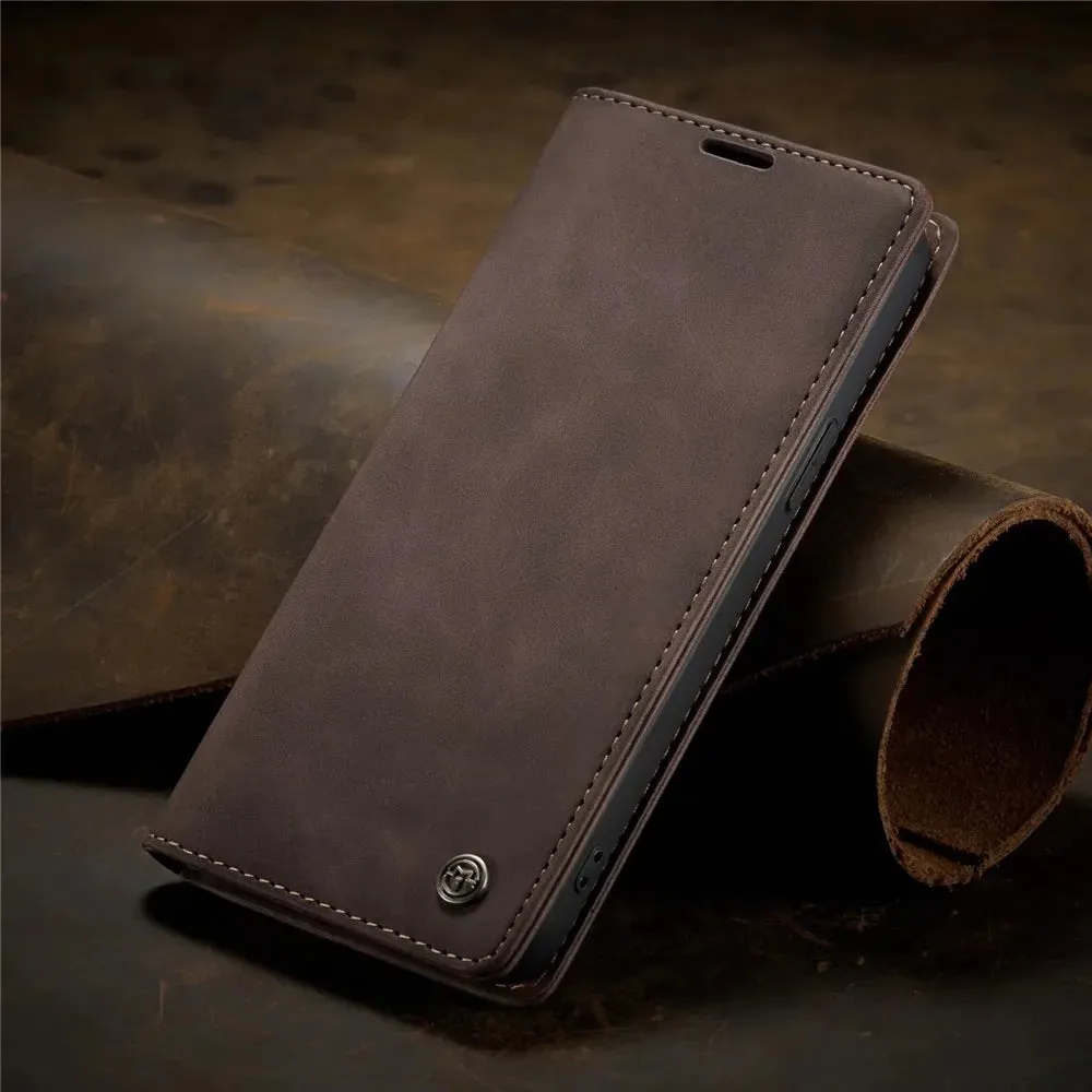 Matte Leather Flip Cover for iPhone  5 6 11 12 13 14 15 XR Sophisticated Style and Ultimate Protection