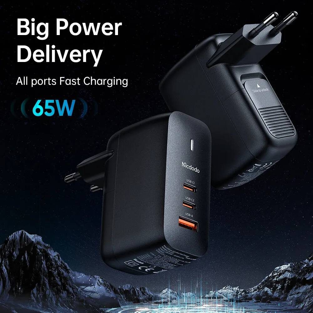 Mcdodo 65W GaN Universal Charger with Cable - Mecha Series(EU/UK/US Plug, Reddot Winner 2021)