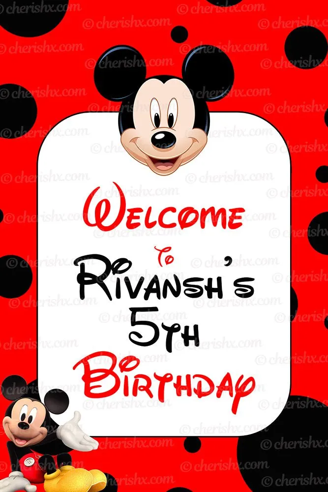 Mickey Mouse Personalized Welcome Board for Kids Birthday