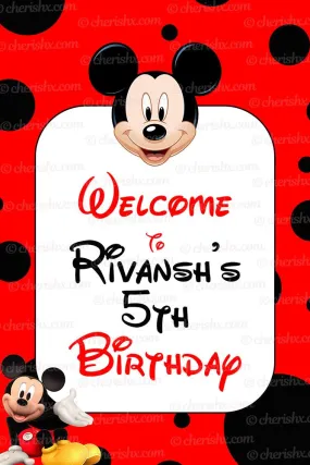 Mickey Mouse Personalized Welcome Board for Kids Birthday