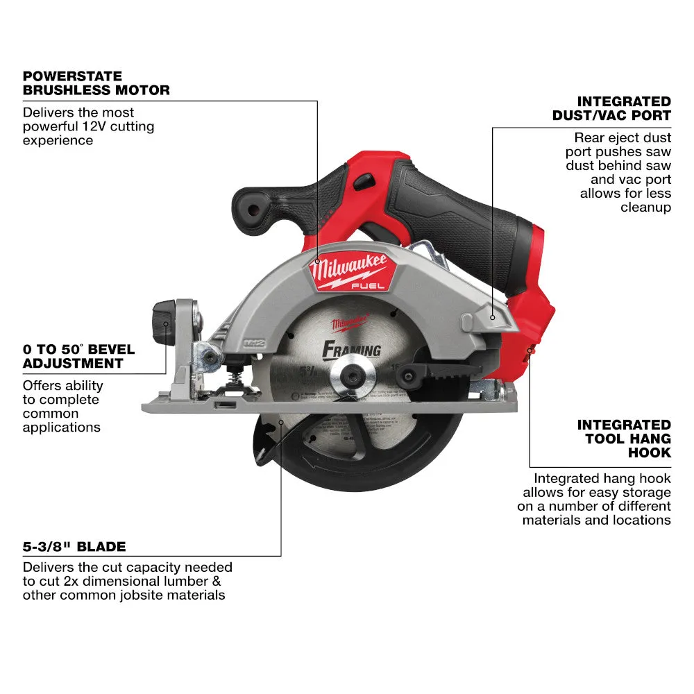 Milwaukee 2521-21HO M12 FUEL 12V 5-3/8" Cordless Circular Saw Kit