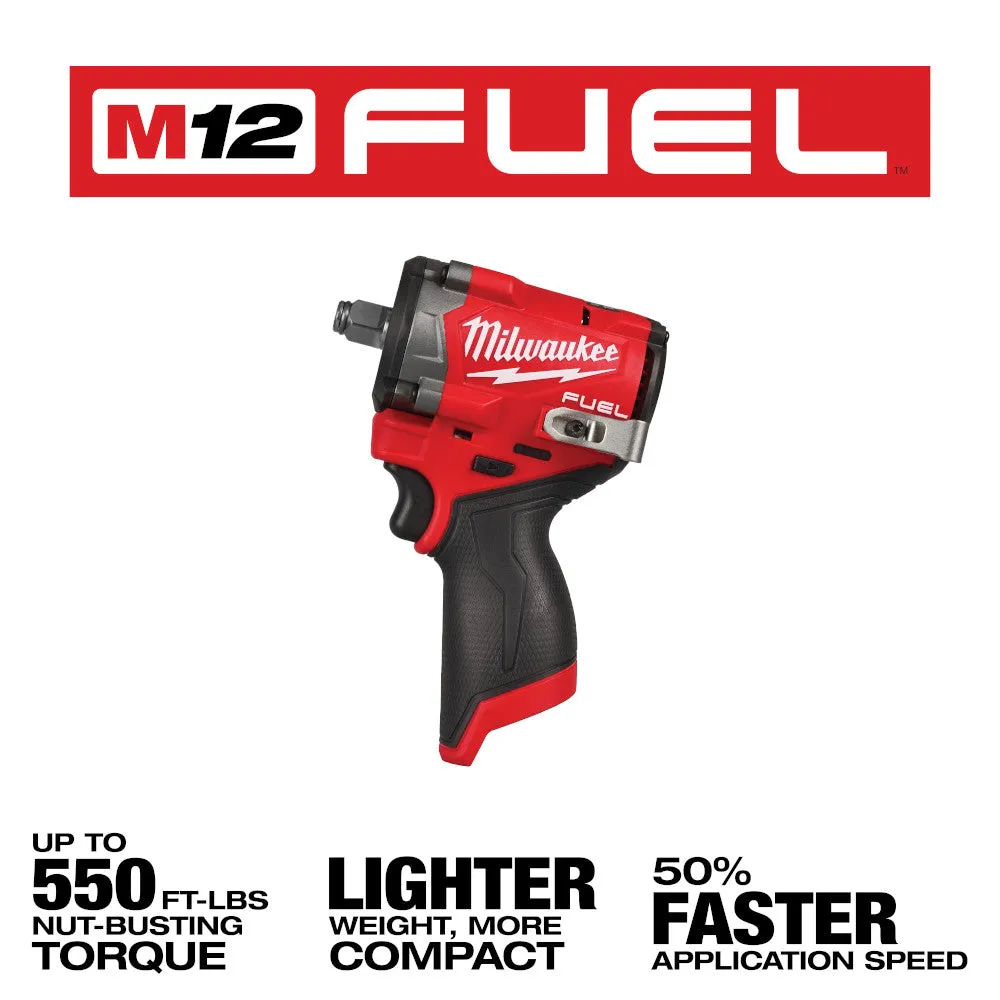 Milwaukee 2563-20x2BSK M12 FUEL 12V Stubby 1/2" Impact Wrench w/ Starter Kit