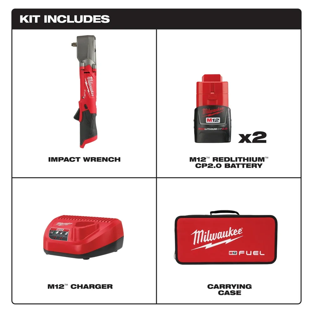 Milwaukee 2564-22 M12 FUEL 12V 3/8" Cordless Right Angle Impact Wrench Kit