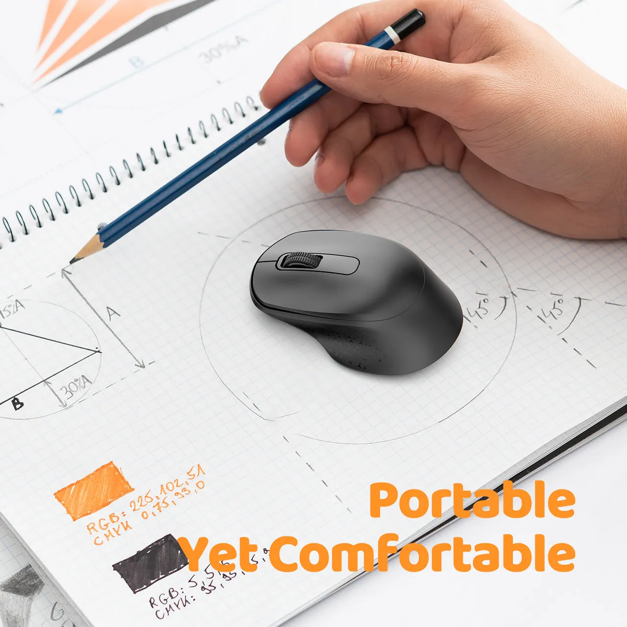 Mini Ergonomic Wireless Mouse 2.4G, Black