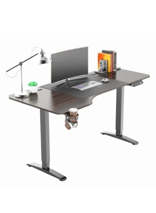 Modern Height Adjustable Gaming Desk with Cup Holder and Mouse Pad