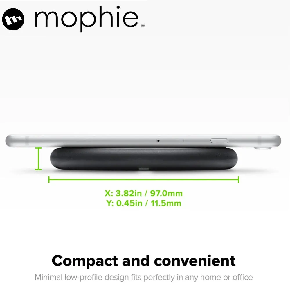 Mophie Wireless Charging Base 7.5W wireless technology for Qi-enabled Device (round shape) - Apple Optimized - Black (wireless charging station)