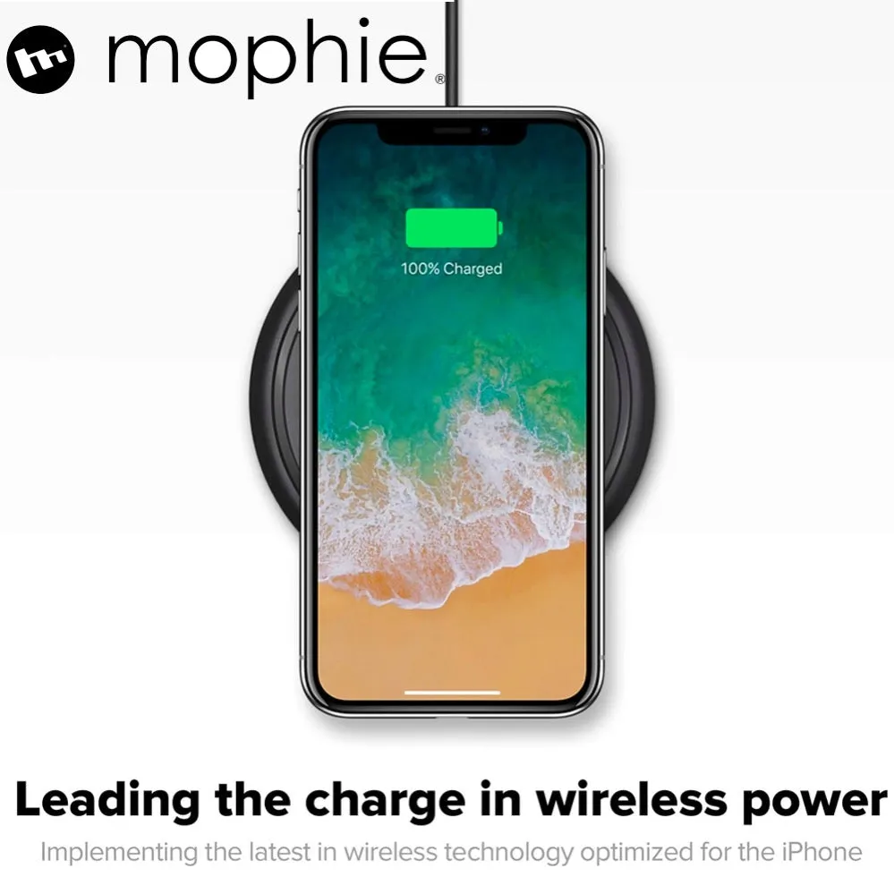 Mophie Wireless Charging Base 7.5W wireless technology for Qi-enabled Device (round shape) - Apple Optimized - Black (wireless charging station)