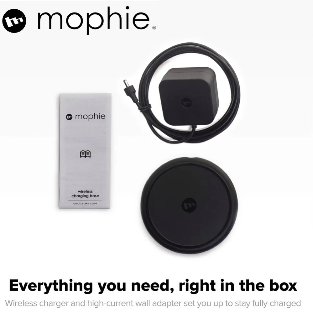 Mophie Wireless Charging Base 7.5W wireless technology for Qi-enabled Device (round shape) - Apple Optimized - Black (wireless charging station)