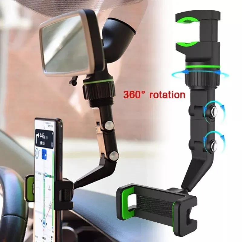 Multi-Function Adjustable 360° Universal Car Rearview Mirror Phone Holder Mount S4266722