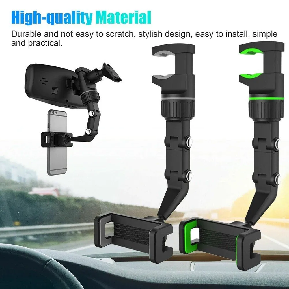 Multi-Function Adjustable 360° Universal Car Rearview Mirror Phone Holder Mount S4266722