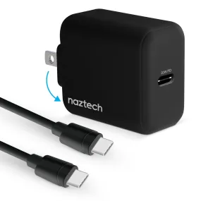 Naztech 20W PD Wall Charger   USB-C to USB-C 4ft Cbl BLK