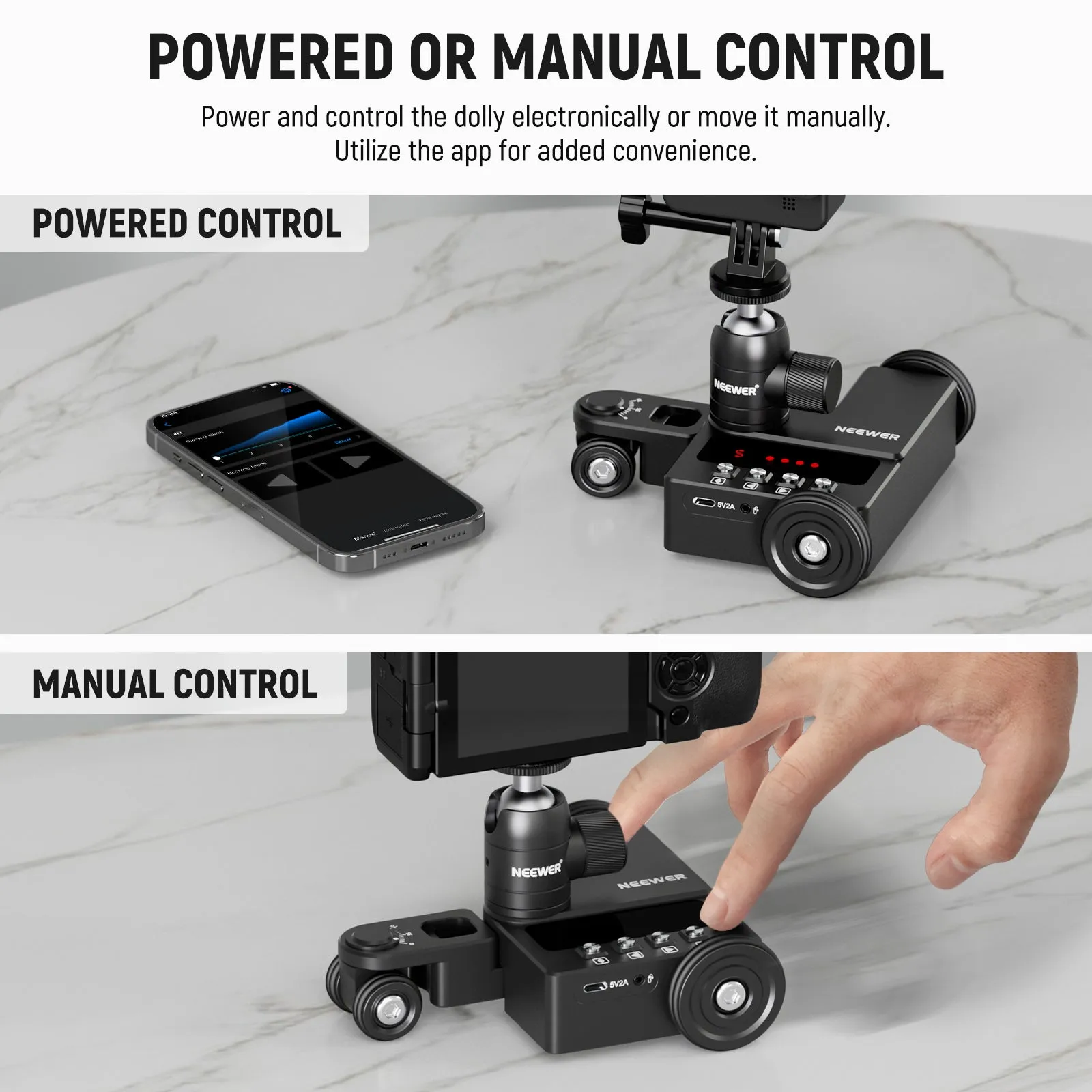 NEEWER DL200 Upgraded Motorized Camera Dolly with App Control