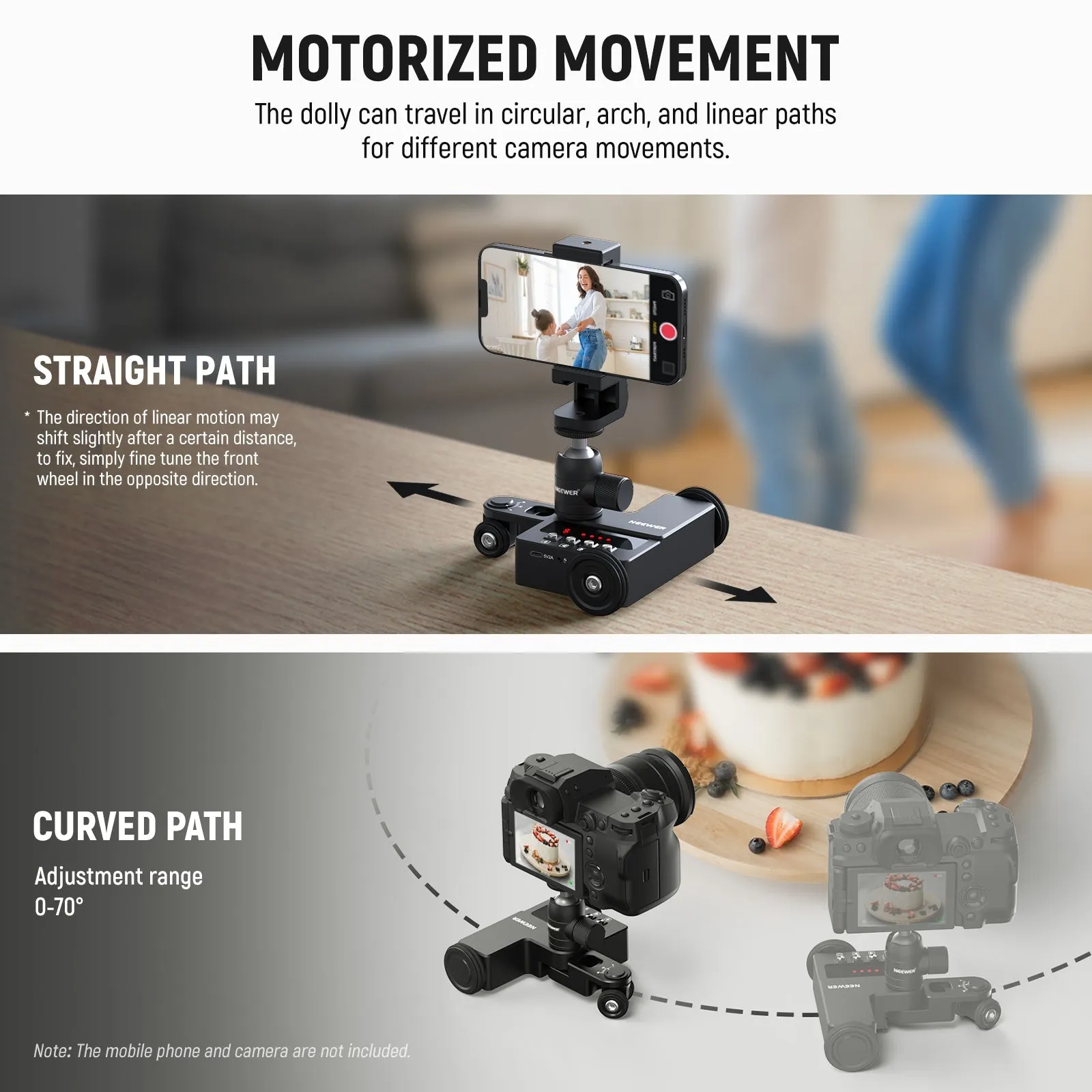 NEEWER DL200 Upgraded Motorized Camera Dolly with App Control