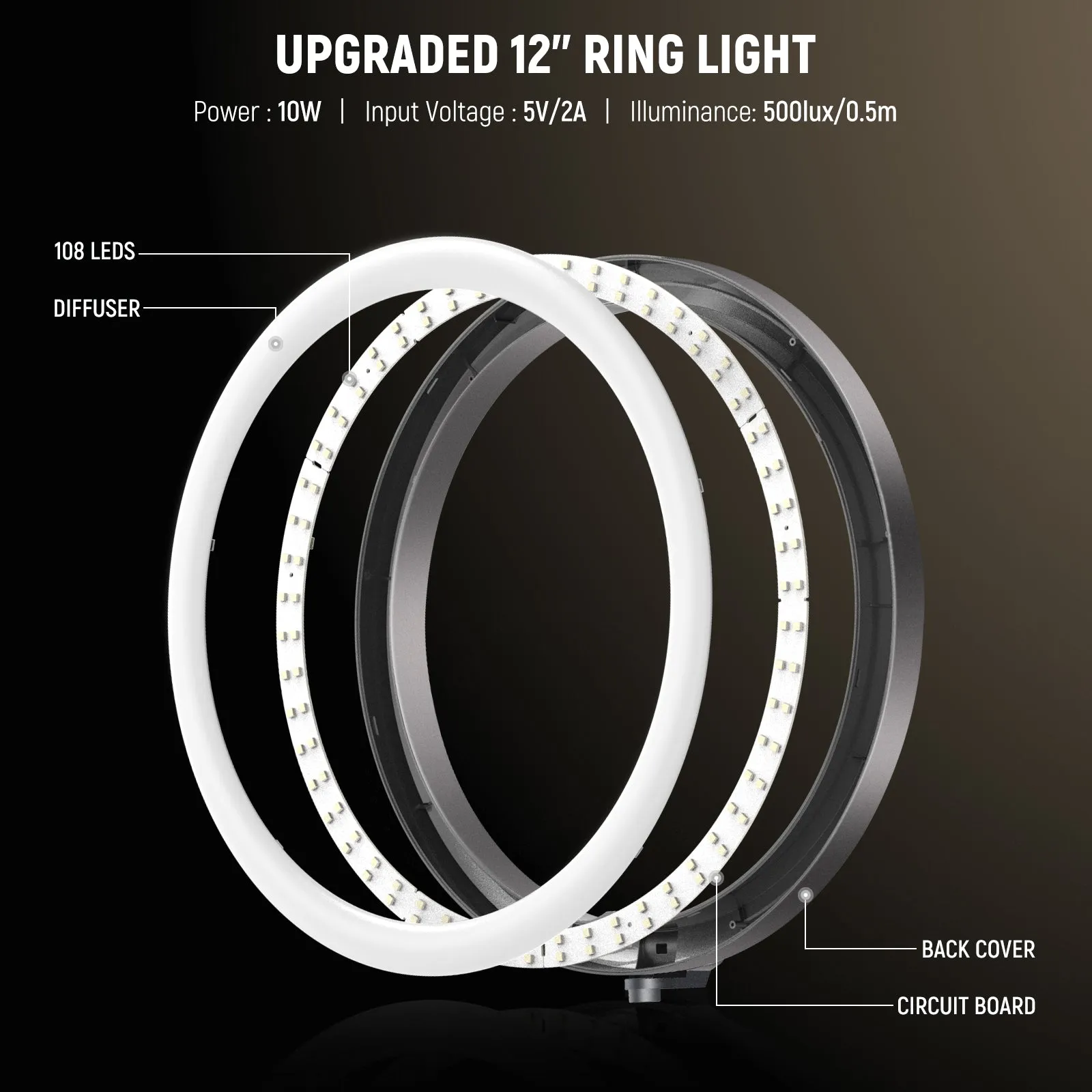 NEEWER RP12-H 12 Inch LED Ring Light Kit