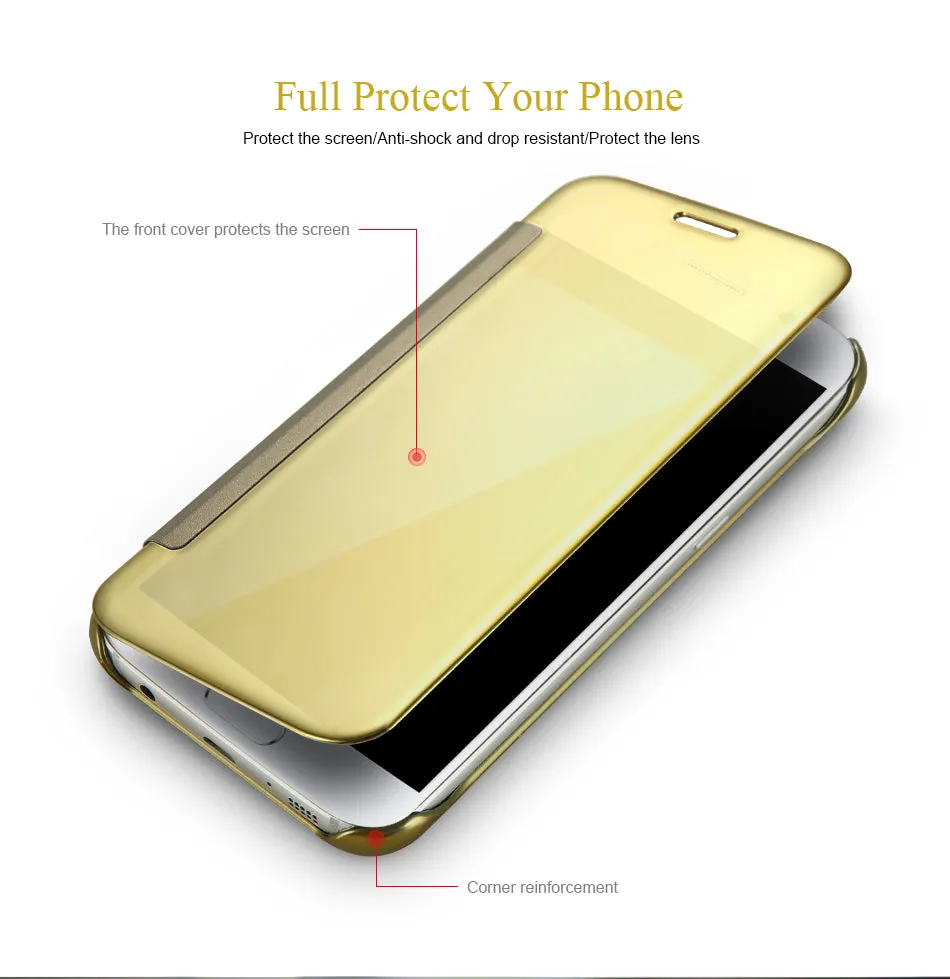 New Luxury Smart Semi Clear View Mirror Flip Cover For Samsung Galaxy S8 and Samsung Galaxy S8 Plus