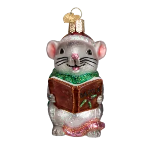 Old World Christmas Caroling Mouse - Grey