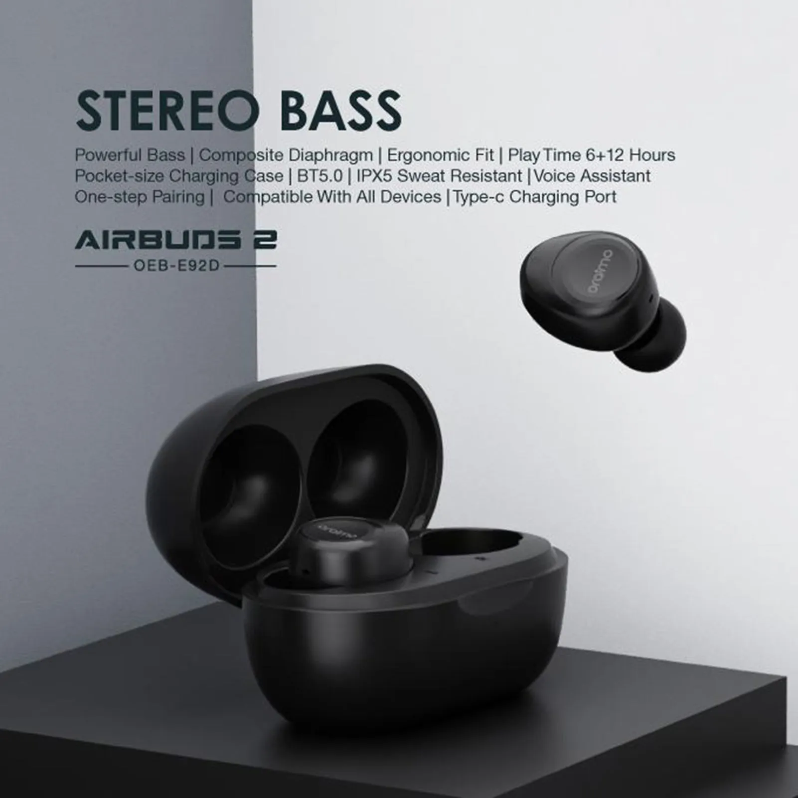 Oraimo AirBuds 2 Stereo Bass True Wireless In-Ear Earbuds