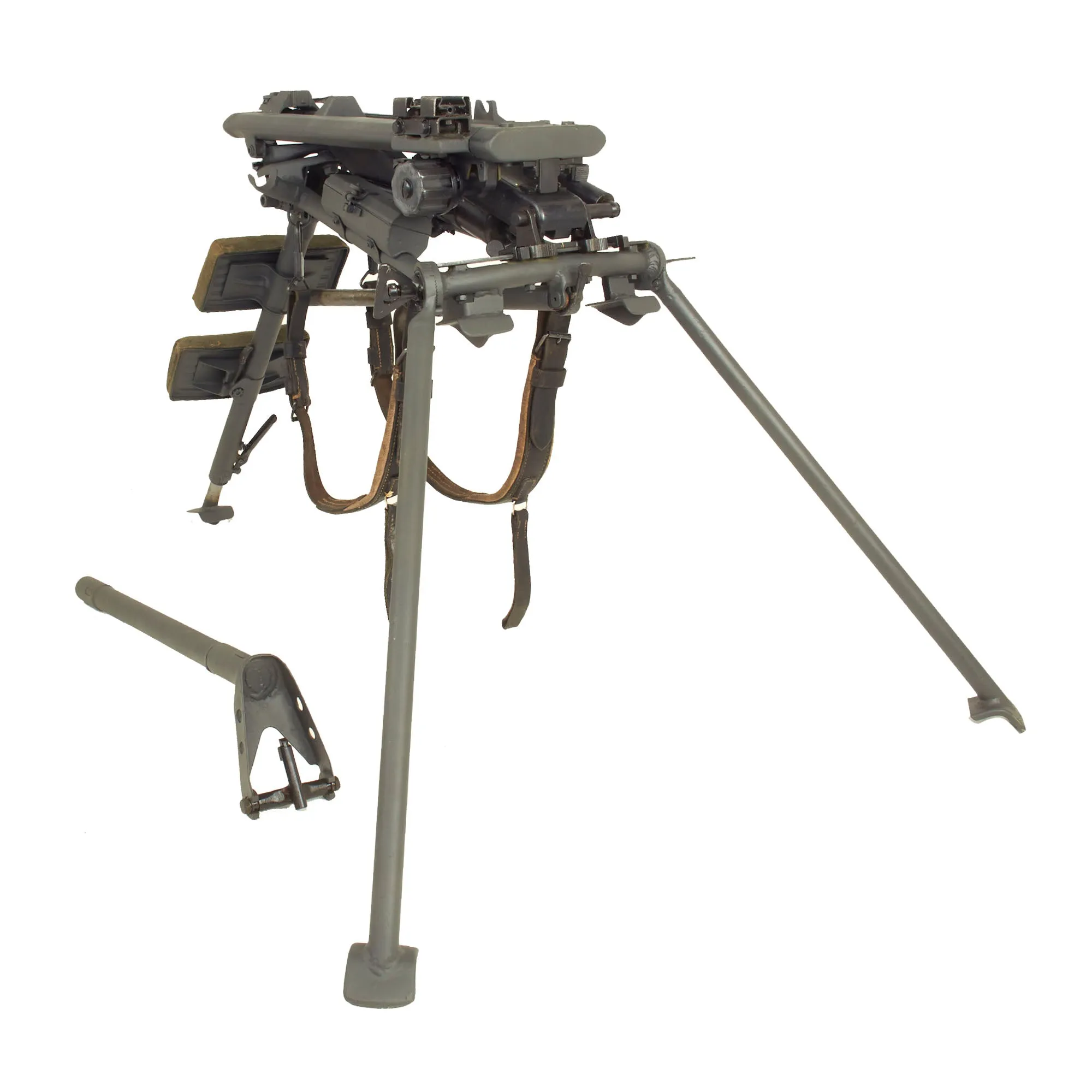 Original German WWII 1943 Dated MG 42 Sustained Fire Lafette Mount Tripod with Intact Markings & A.A. Extension - Painted Panzergrau