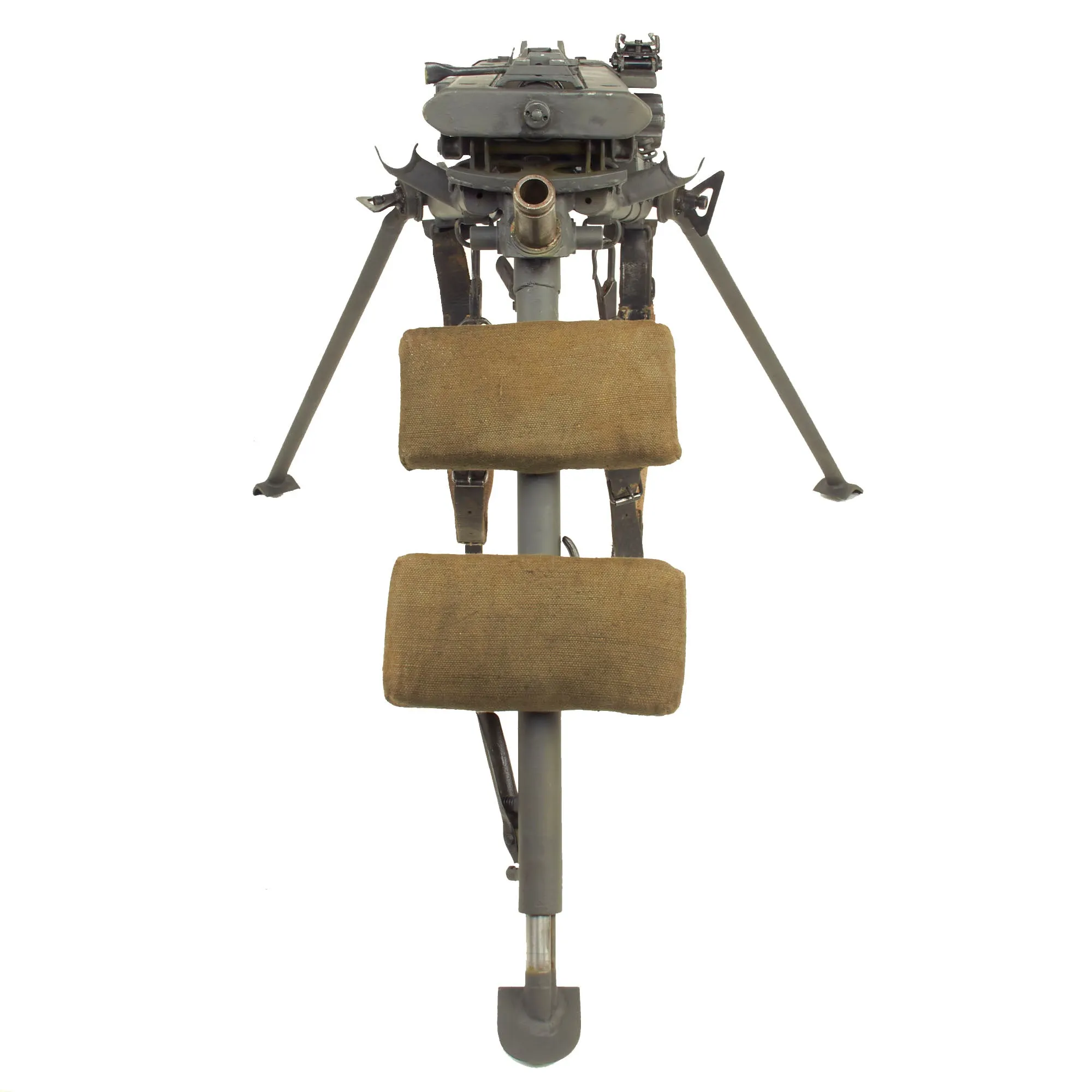 Original German WWII 1943 Dated MG 42 Sustained Fire Lafette Mount Tripod with Intact Markings & A.A. Extension - Painted Panzergrau