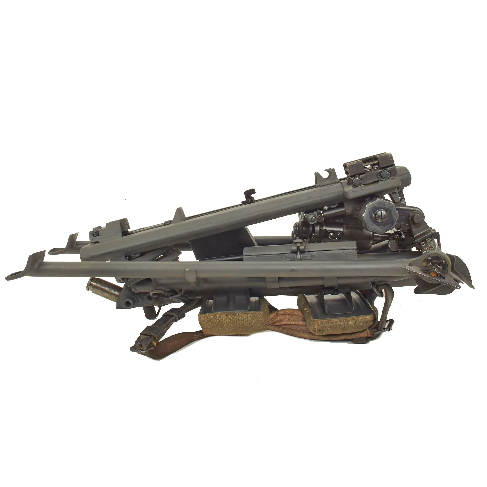 Original German WWII 1943 Dated MG 42 Sustained Fire Lafette Mount Tripod with Intact Markings & A.A. Extension - Painted Panzergrau