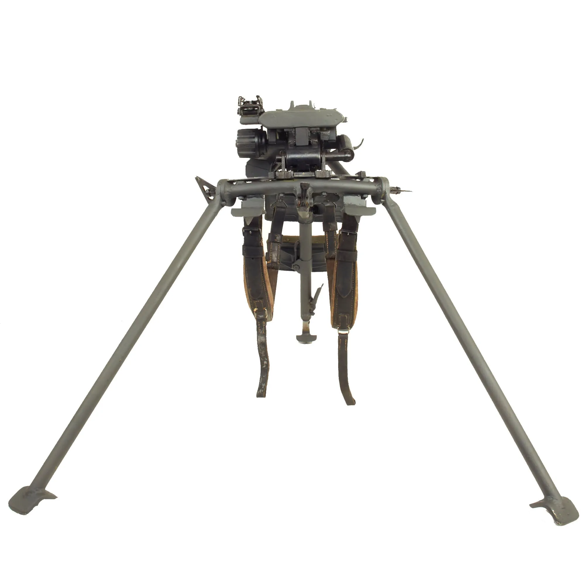 Original German WWII 1943 Dated MG 42 Sustained Fire Lafette Mount Tripod with Intact Markings & A.A. Extension - Painted Panzergrau