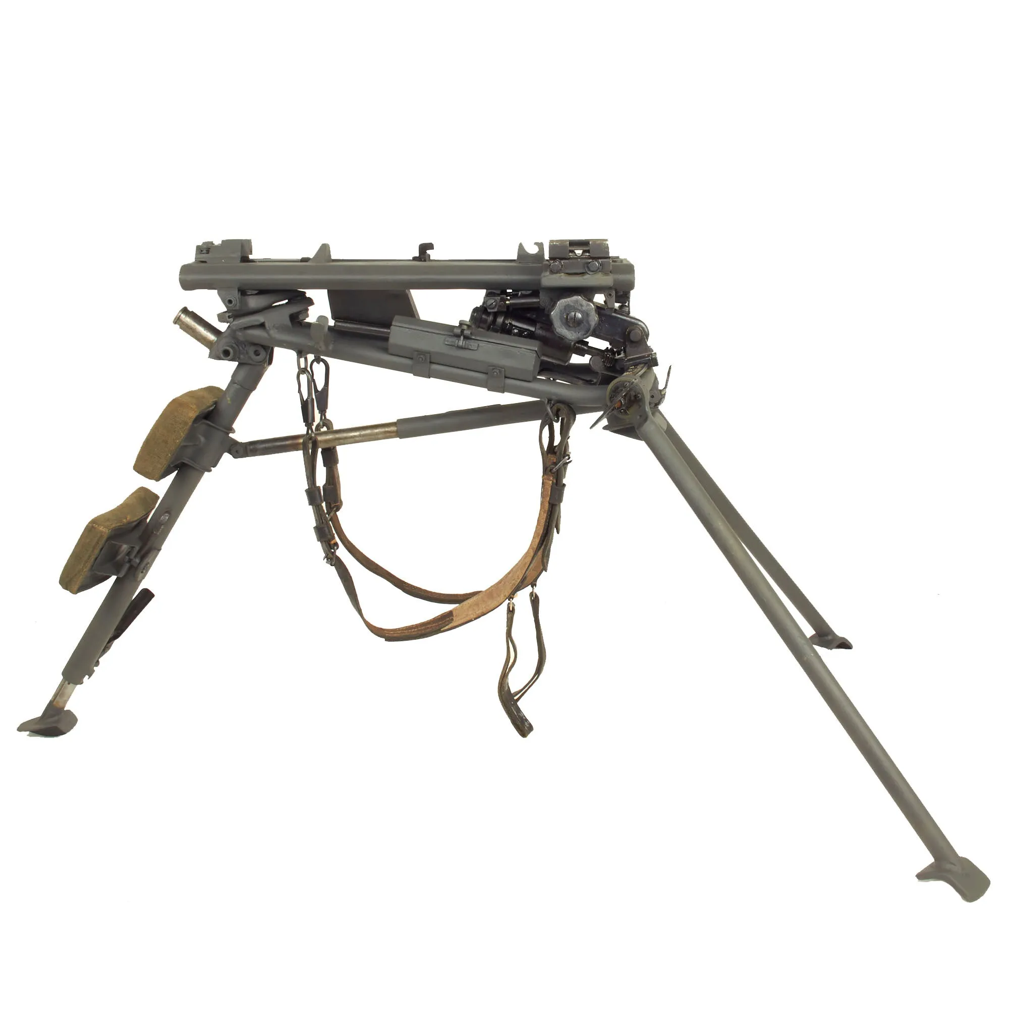 Original German WWII 1943 Dated MG 42 Sustained Fire Lafette Mount Tripod with Intact Markings & A.A. Extension - Painted Panzergrau