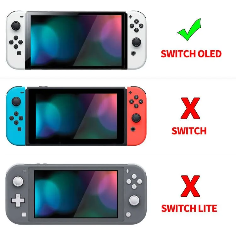 PlayVital AlterGrips Glossy Protective Slim Case for Nintendo Switch OLED, Ergonomic Grip Cover for Joycon, Dockable Hard Shell for Switch OLED w/Thumb Grip Caps & Button Caps - Black - JSOYP3011