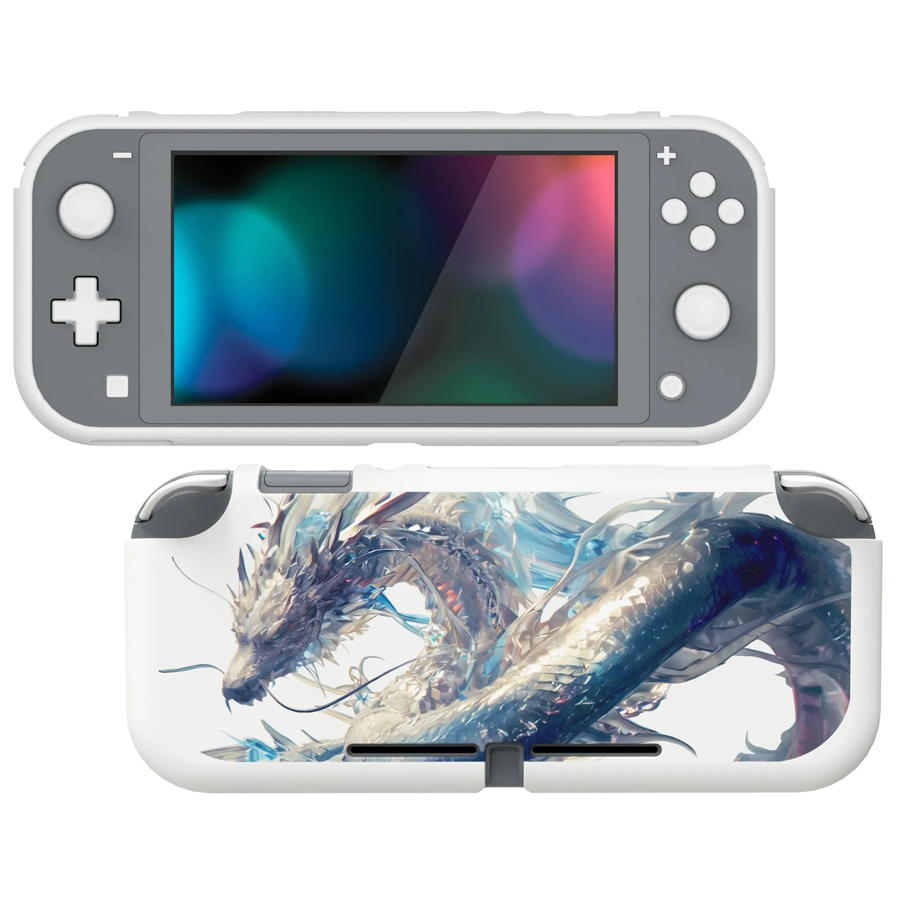 PlayVital Crystal Dragon Custom Protective Case for NS Switch Lite, Soft TPU Slim Case Cover for NS Switch Lite - LTU6036