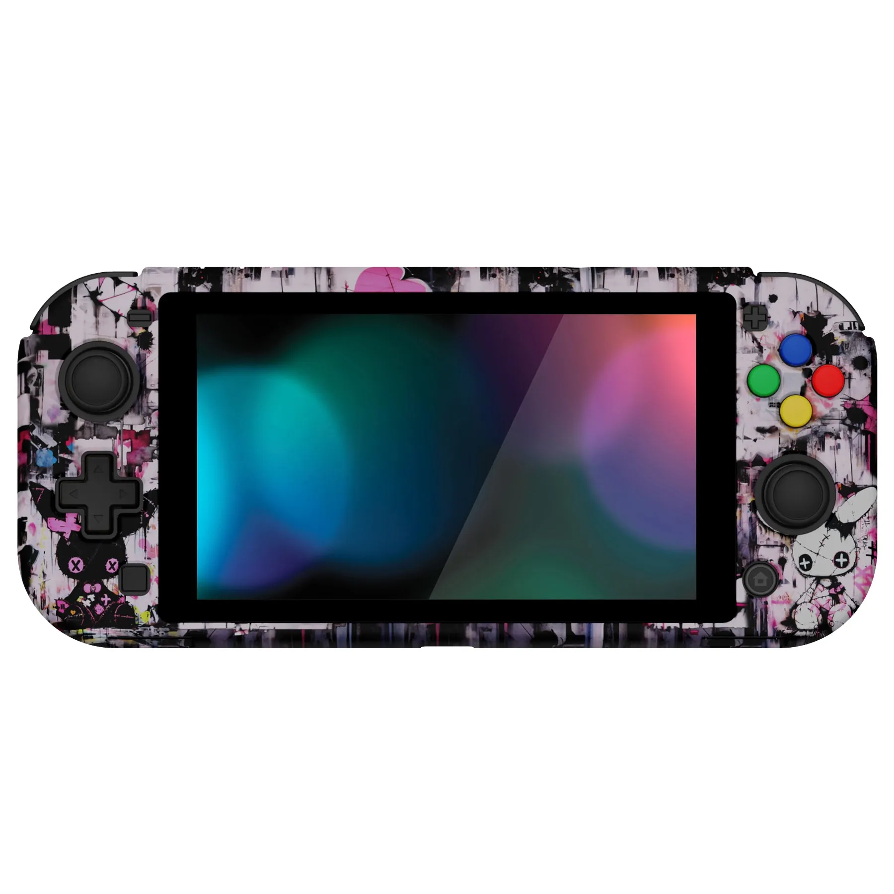 PlayVital ZealProtect Protective Case for Nintendo Switch Lite, Hard Shell Ergonomic Grip Cover for Switch Lite w/Screen Protector & Thumb Grip Caps & Button Caps - Lovely Punky Bunny - PSLYR012