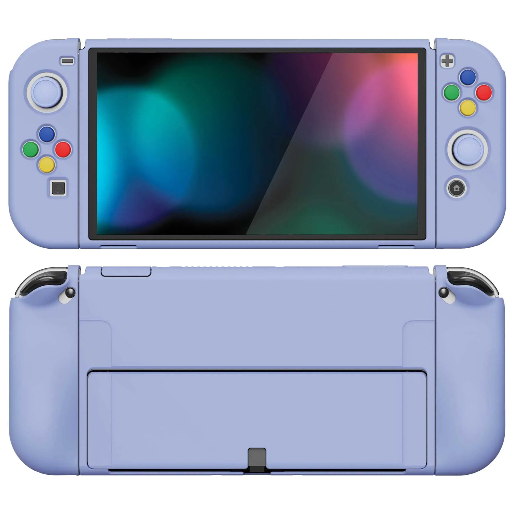 PlayVital ZealProtect Soft Protective Case for Nintendo Switch OLED, Flexible Protector Joycon Grip Cover for Nintendo Switch OLED with Thumb Grip Caps & ABXY Direction Button Caps - Light Violet - XSOYM5003