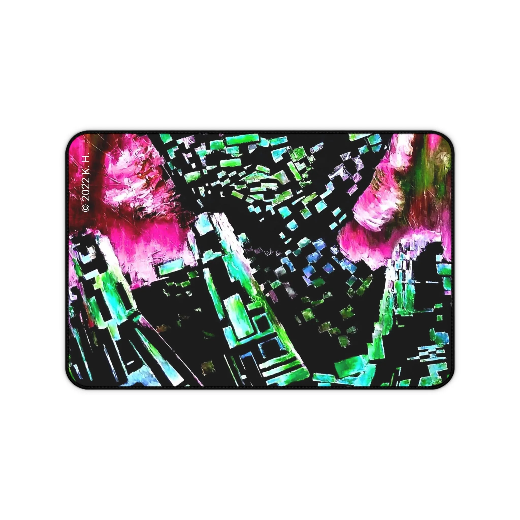 "Digital Drift" (Magenta/Emerald): Gaming Mouse Pad/Desk Mat