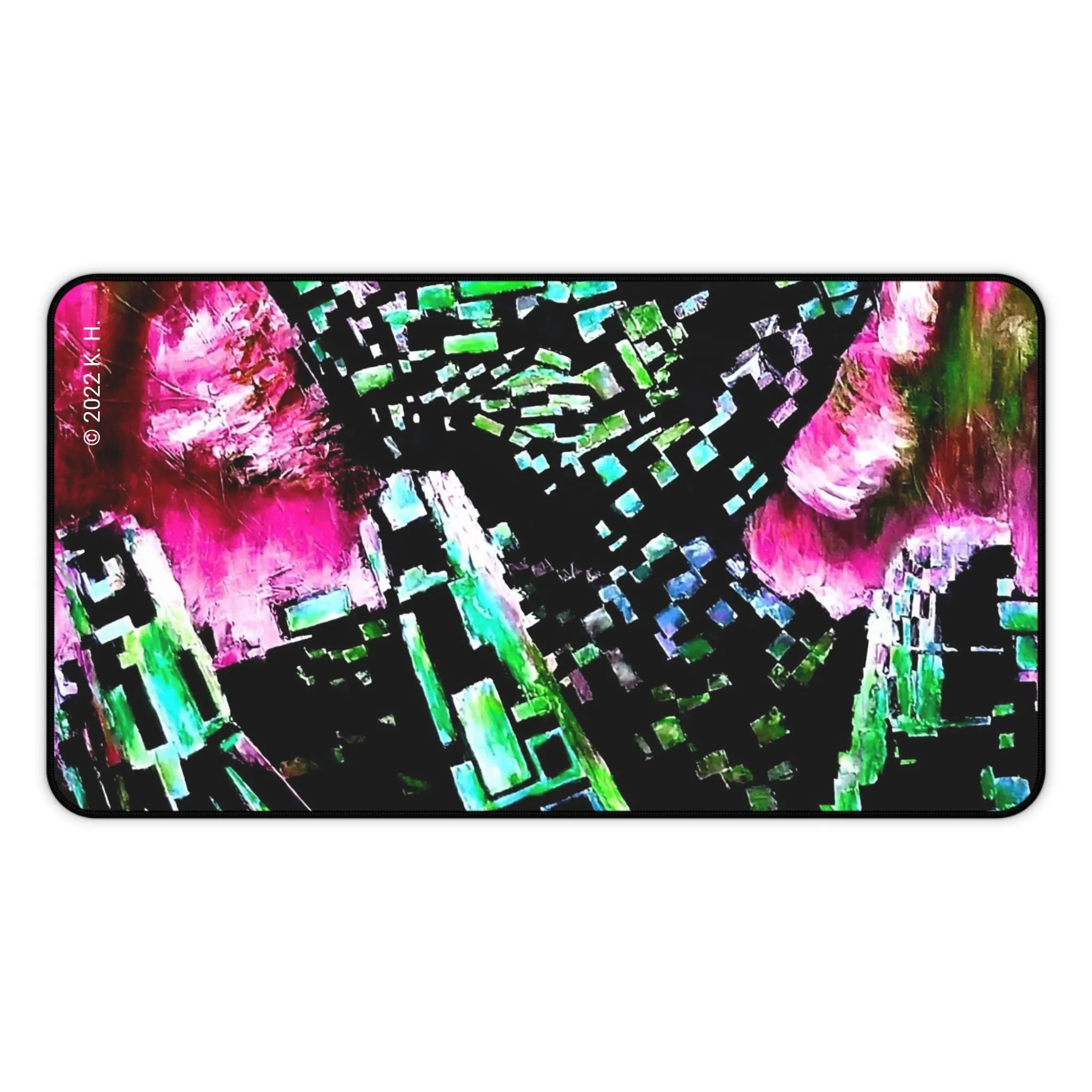 "Digital Drift" (Magenta/Emerald): Gaming Mouse Pad/Desk Mat