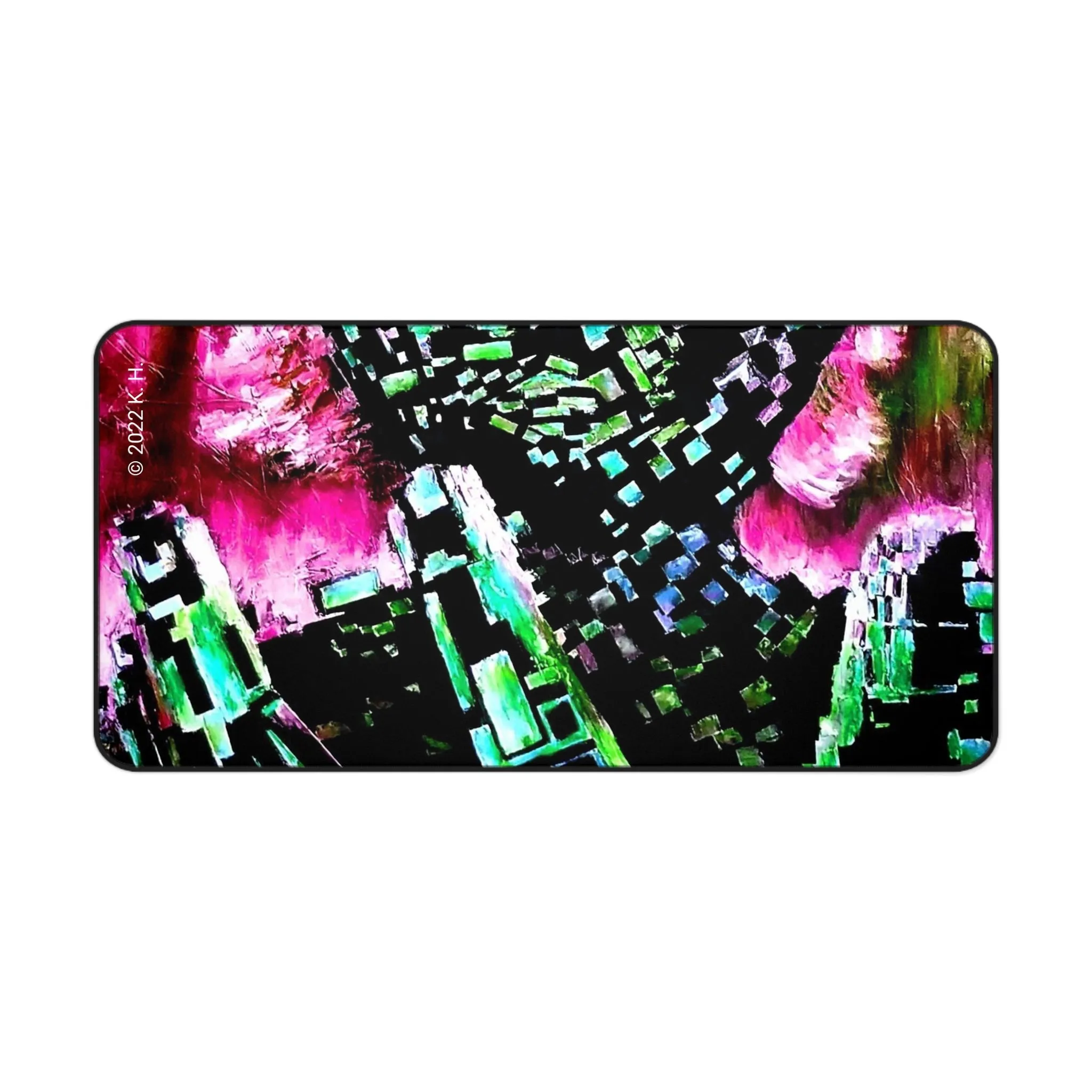 "Digital Drift" (Magenta/Emerald): Gaming Mouse Pad/Desk Mat