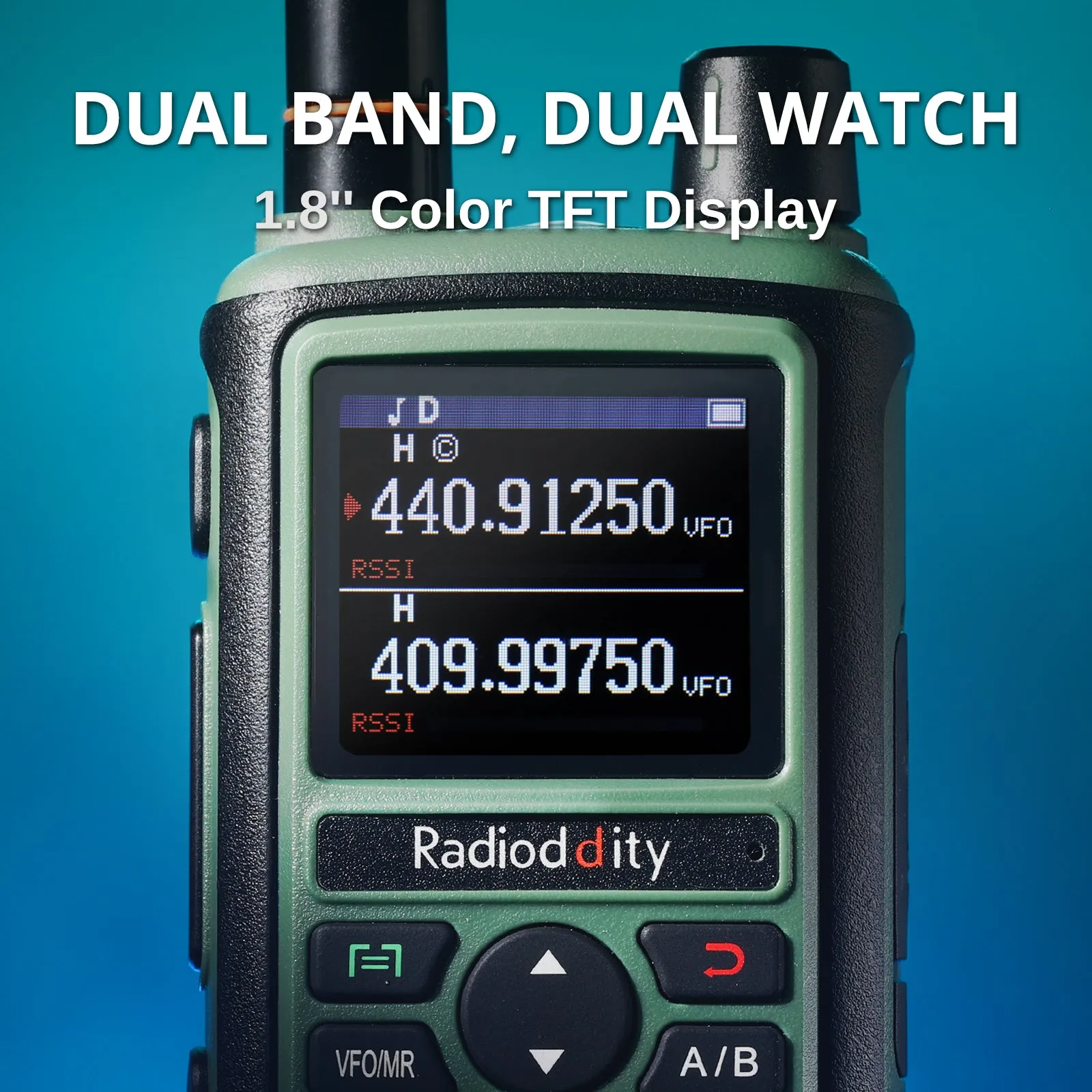 Radioddity GC-5 | Dual Band | 5W | 999 CH | Remote Frequency Copy | Color Screen | 1800mAh | NOAA FM RX