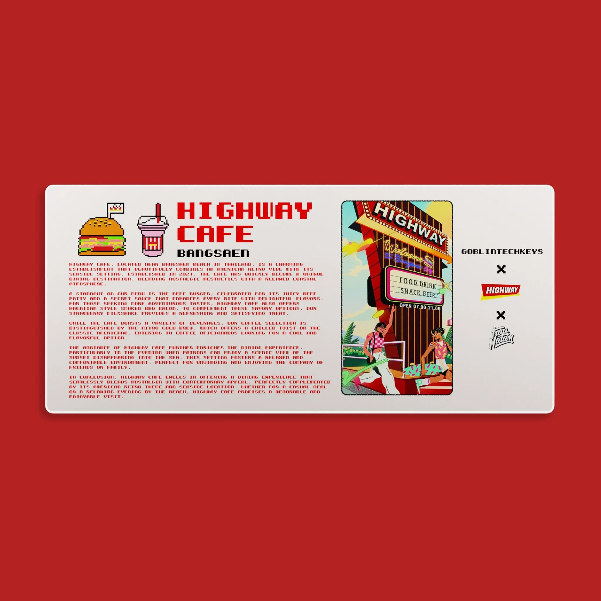 [Ready Stock] Goblintechkeys x Highway Cafe x Trap Nation Deskmat XL - Highway Cafe