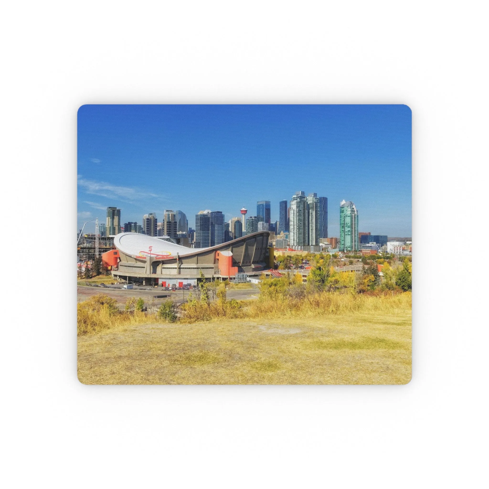 Rectangular Mouse Pad - Downtown Calgary and Fall Colours Scotsman's Hill