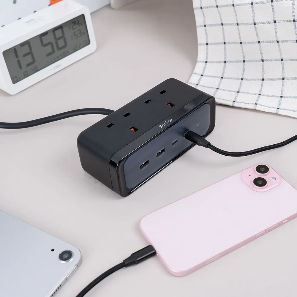 Reliqo 70W 2C 2A 2AC GAN Lightning Protection Power Strip