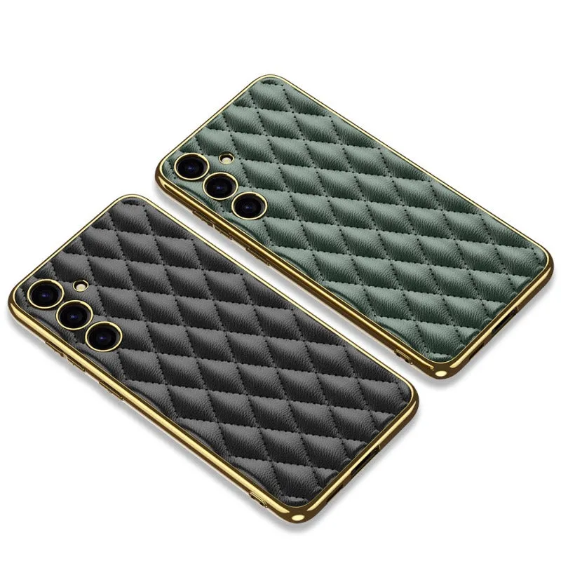 Rhombus Leather Plating Case For Samsung Galaxy S24 S23