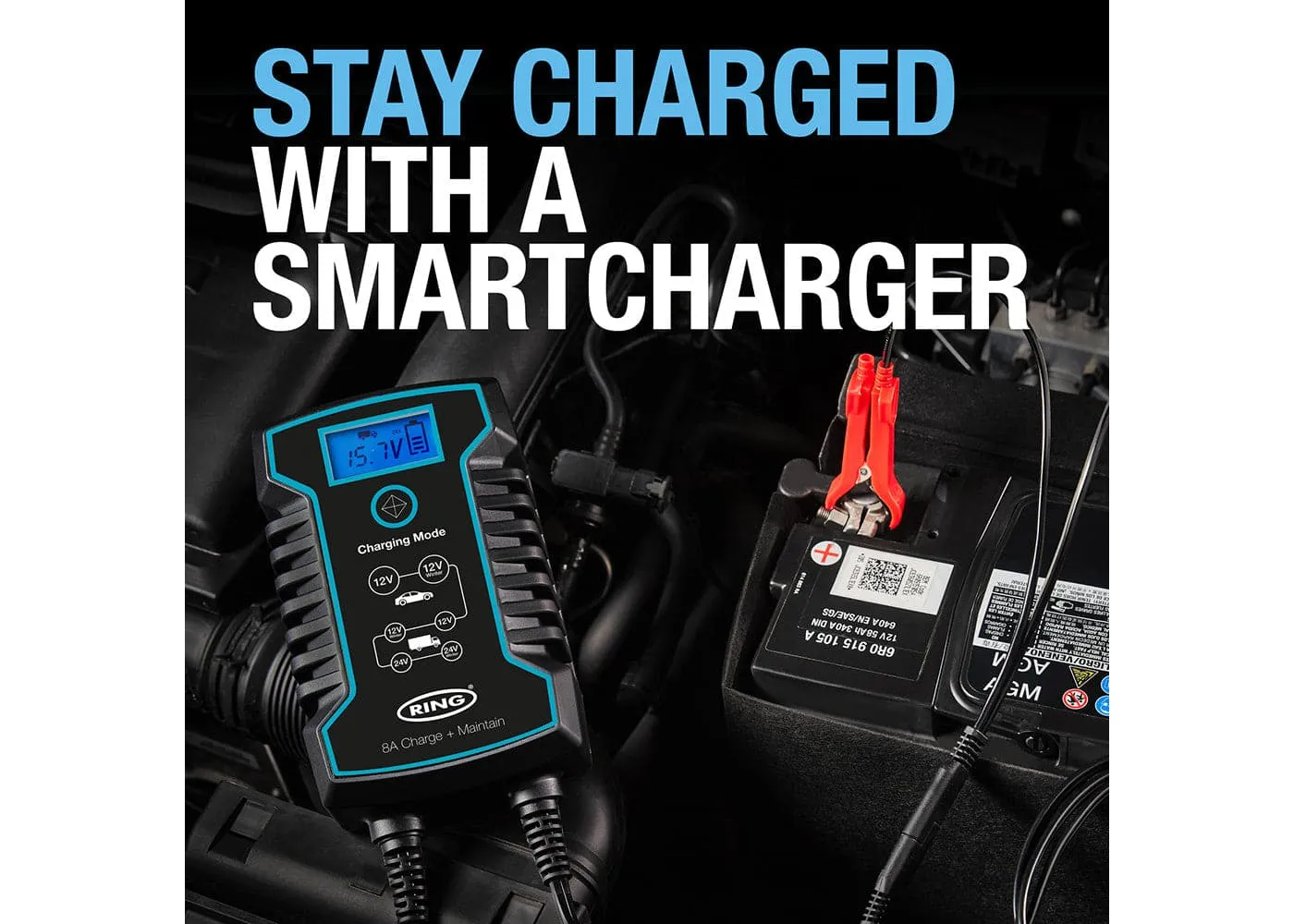 Ring Automotive 8A Smart Charger & Battery Maintainer