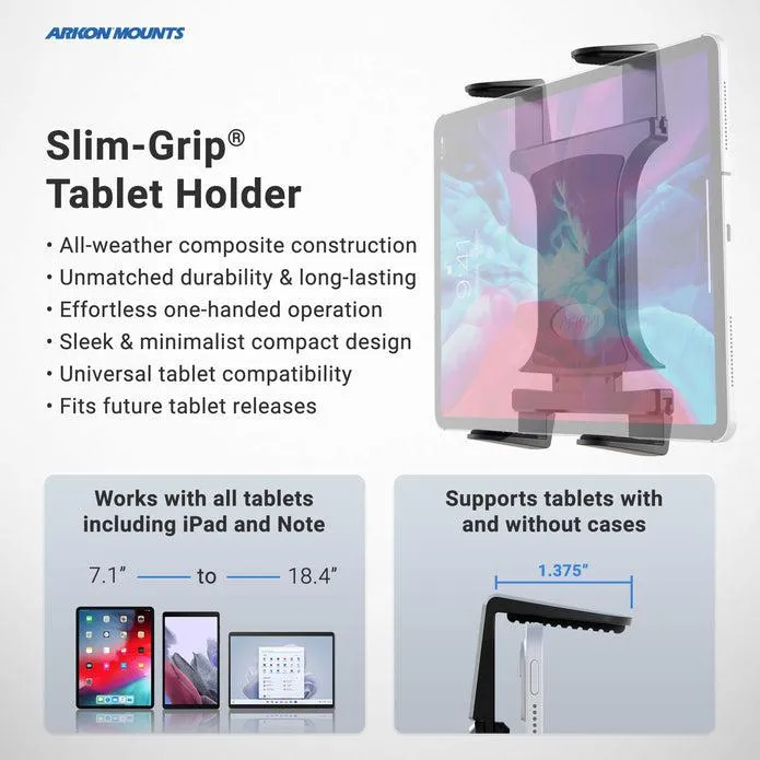 Robust Car or Truck Seat Rail or Floor Slim-Grip® Tablet Mount for iPad, Note, and more