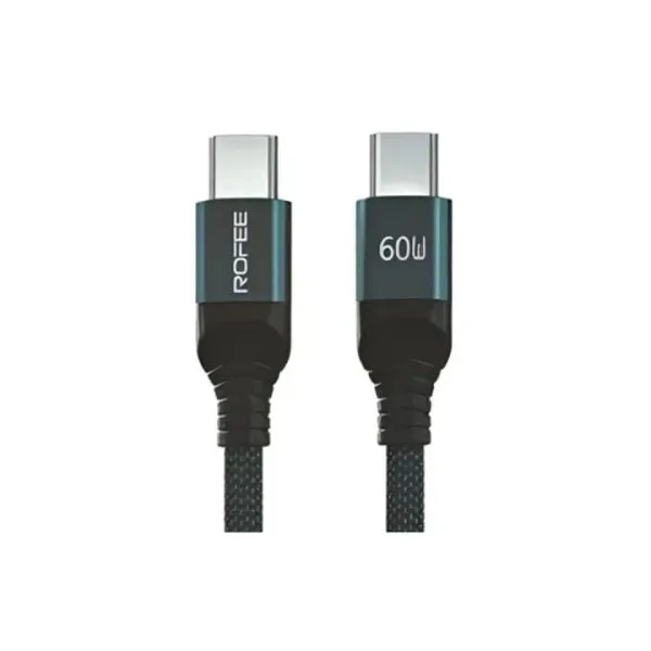 Rofee 505-c Smart & Fast Data Cable 60w 1.2m C2c Aluminum Alloy braided Nylon Cable Black