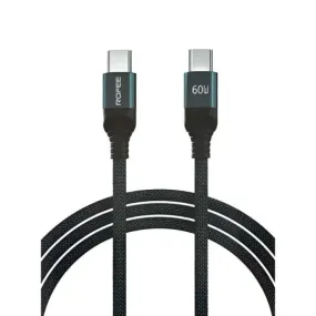 Rofee 505-c Smart & Fast Data Cable 60w 1.2m C2c Aluminum Alloy braided Nylon Cable Black