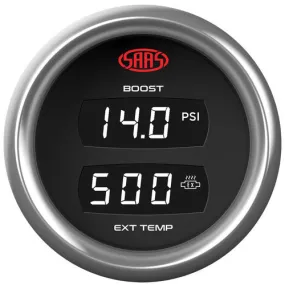 Saas 52mm 2 Inch Car Dual Digital Boost Gauge 0-30 Psi Exhaust Temperature 0°-900° TRAX  SG911240