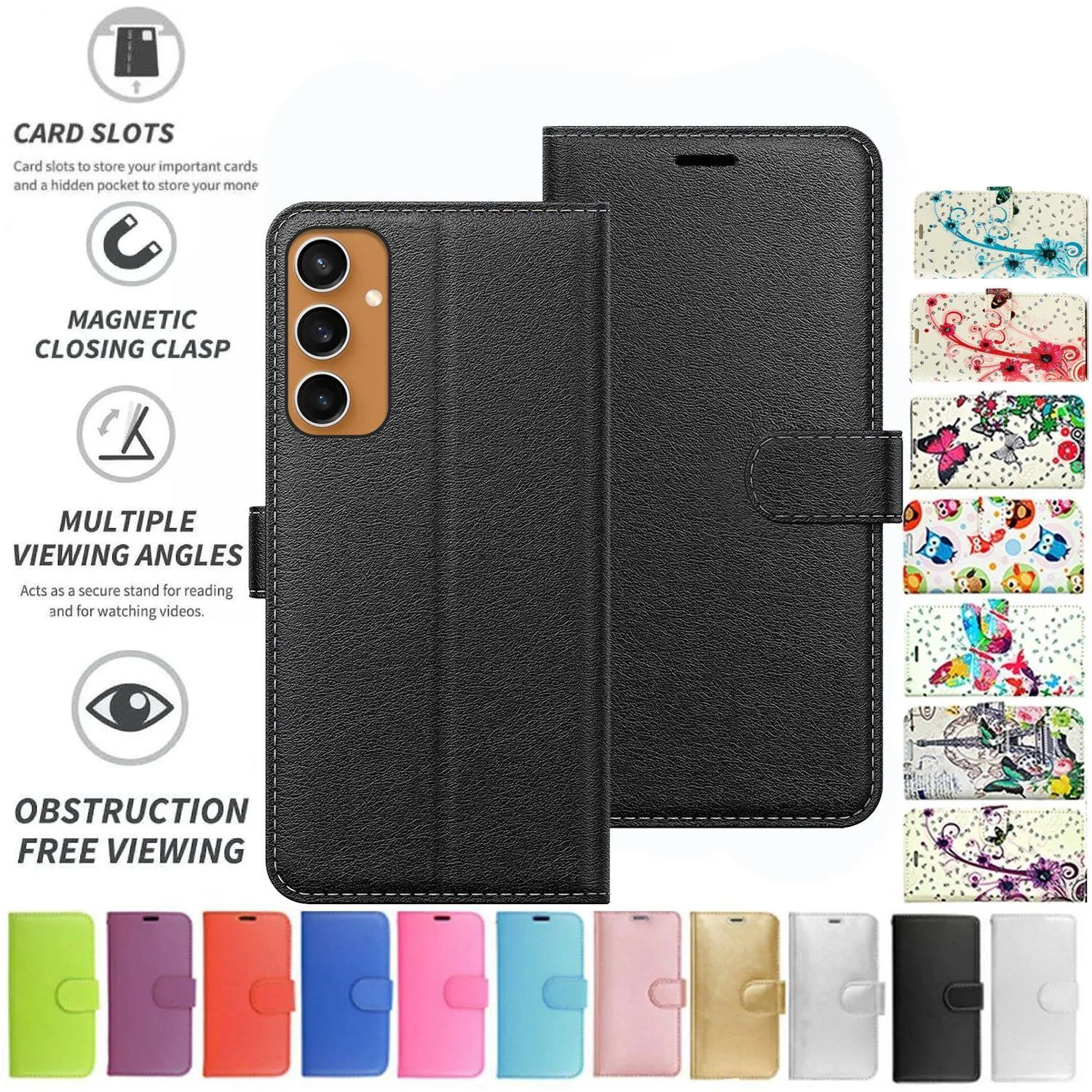 Samsung Galaxy A16 Case Cover Flip Folio Leather Wallet Credit Card Slot