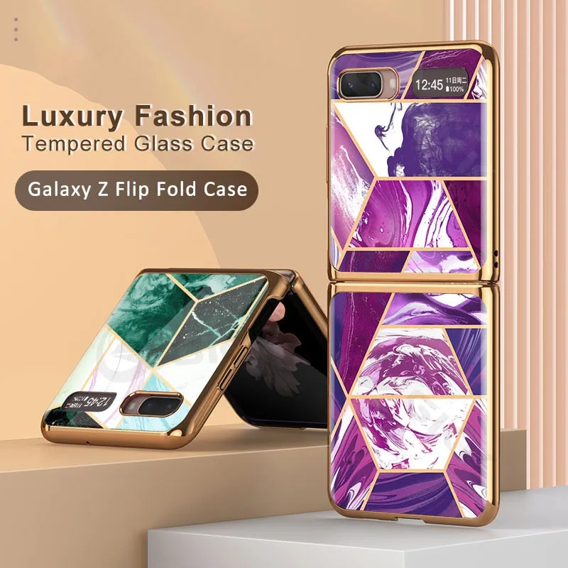 Samsung Galaxy Z Fold 2 5G Case Luxury Tempered Glass Pattern Plating