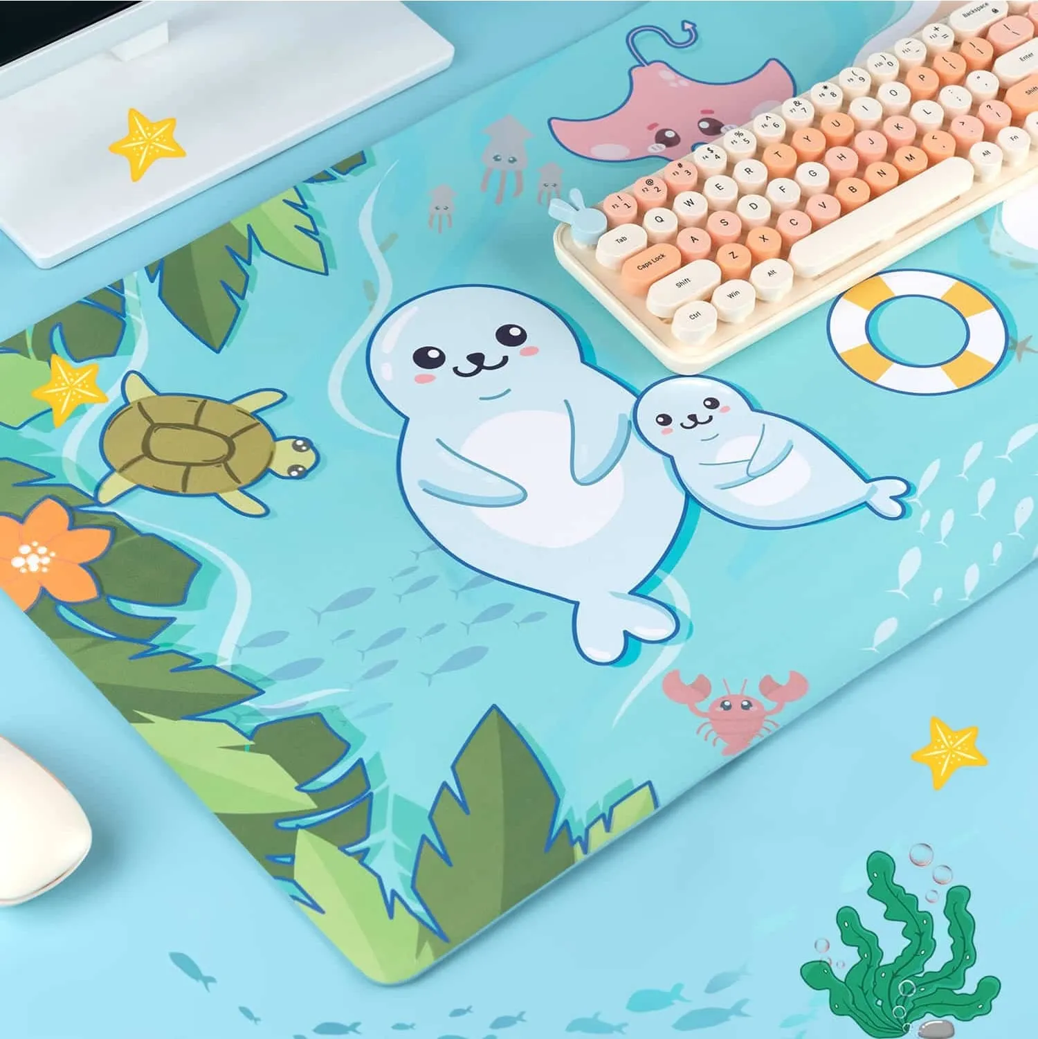 Seal Desk Mat - Blue Beach Waterproof Mousepad