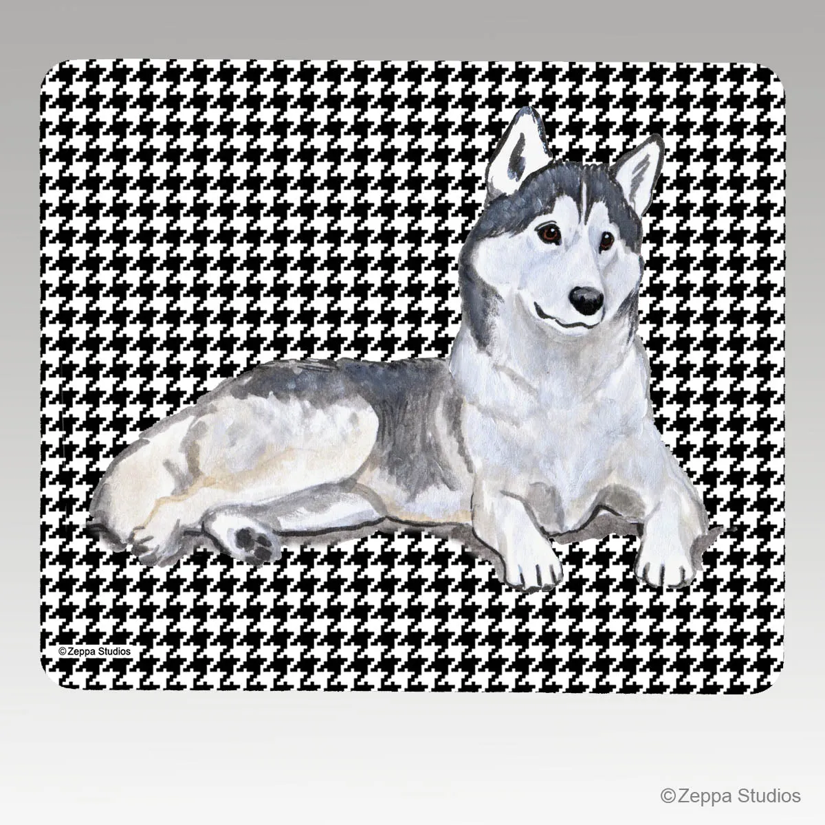 Siberian Husky Houndstooth Mouse Pad