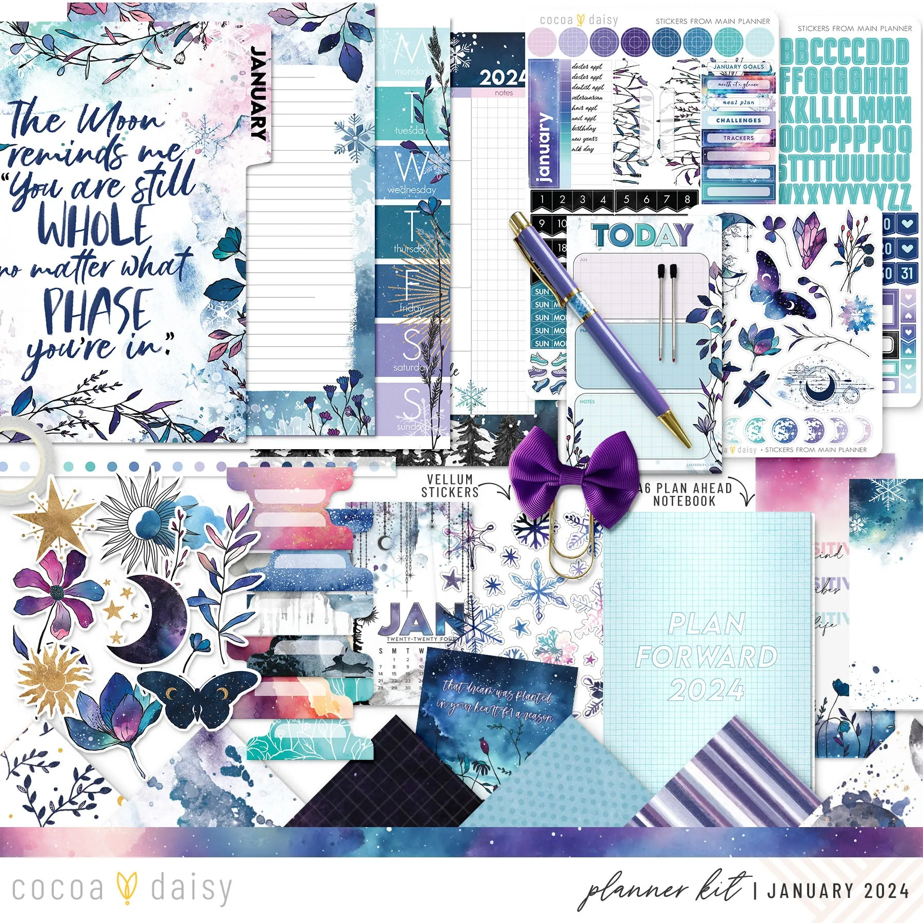 Silent Moon Planner Kit - Choose your insert January 2024