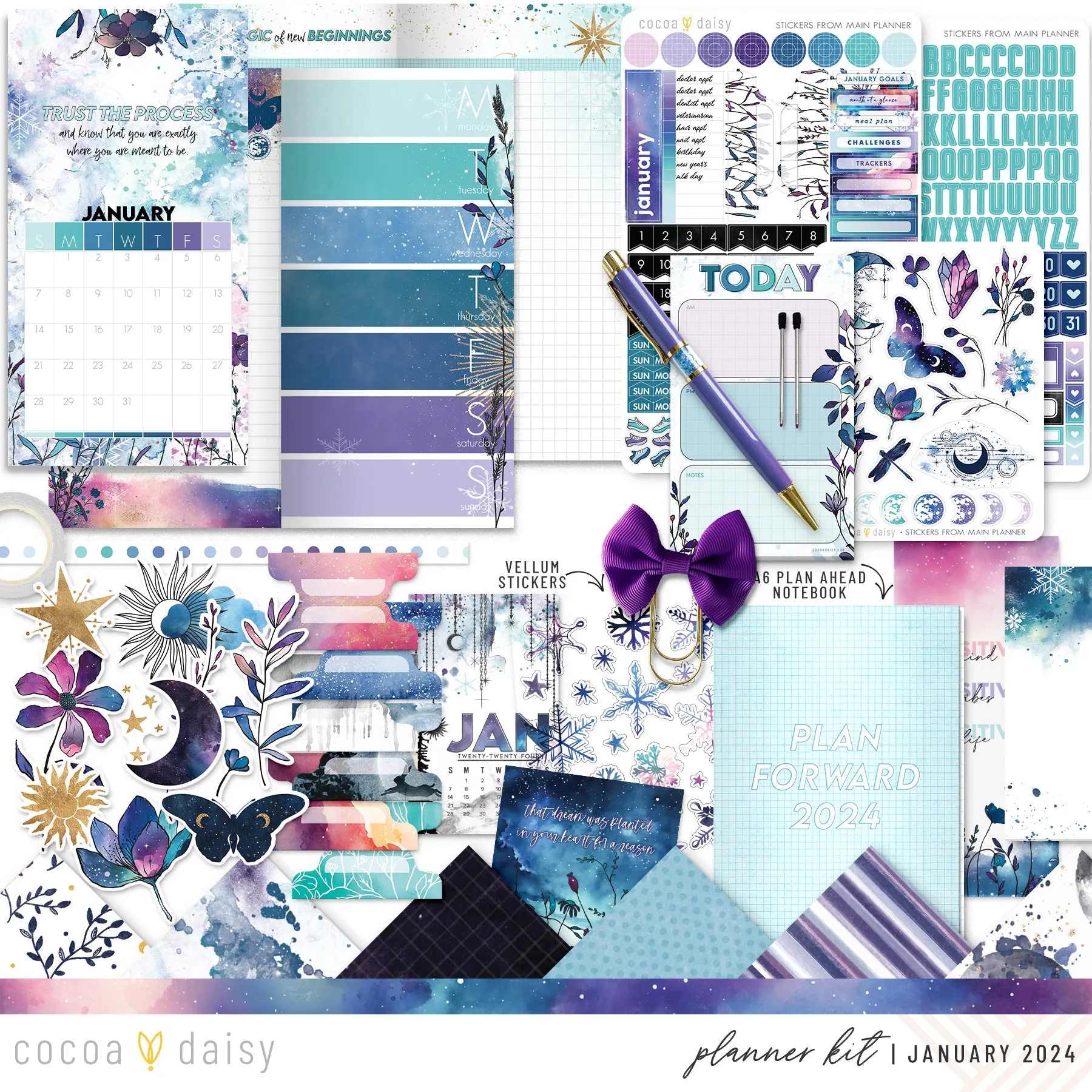 Silent Moon Planner Kit - Choose your insert January 2024